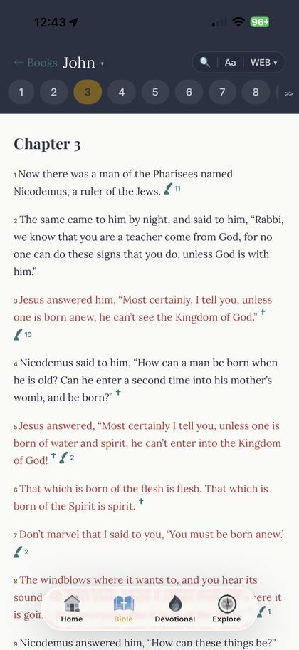 Postil Bible tab, John 3