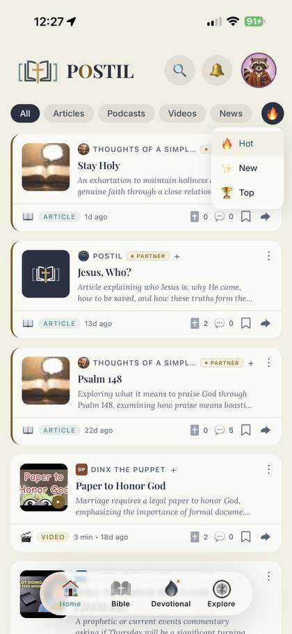 Postil Feed tab